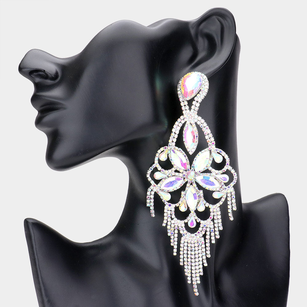 Terri AB Silver Rhinestone Competition Earrings