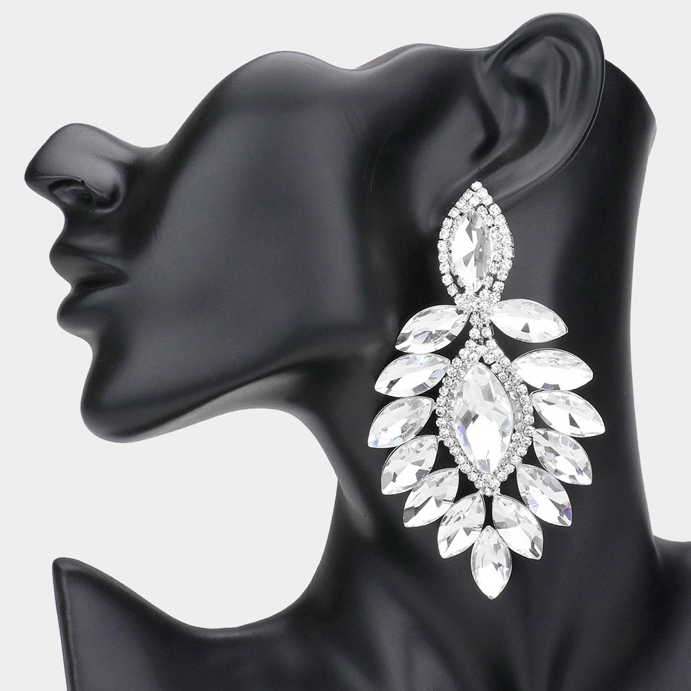 Tricia Silver Rhinestone Competition Earrings