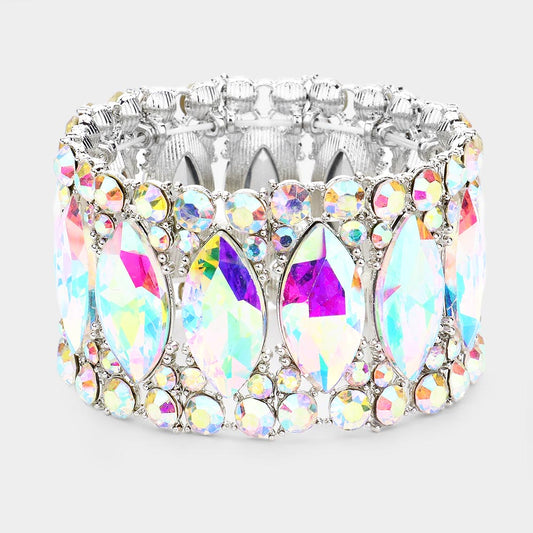 Victoria AB Silver Stretch Rhinestone Competition Bracelet