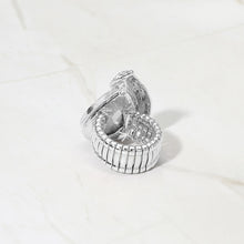 Load image into Gallery viewer, Virginia Silver Stretch Rhinestone Competition Ring
