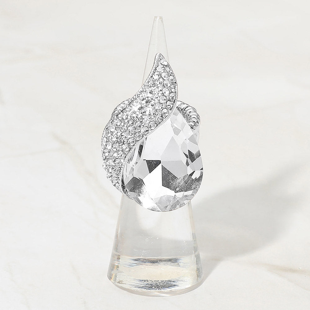 Virginia Silver Stretch Rhinestone Competition Ring