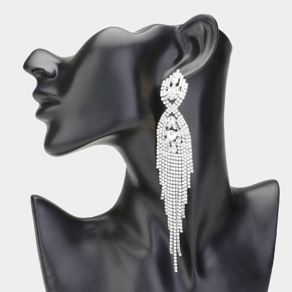 Yandi Silver Rhinestone Competition Earrings
