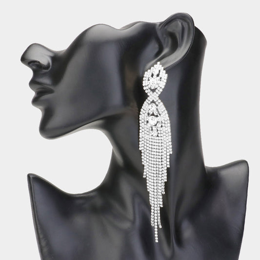 Yandi Silver Rhinestone Competition Earrings