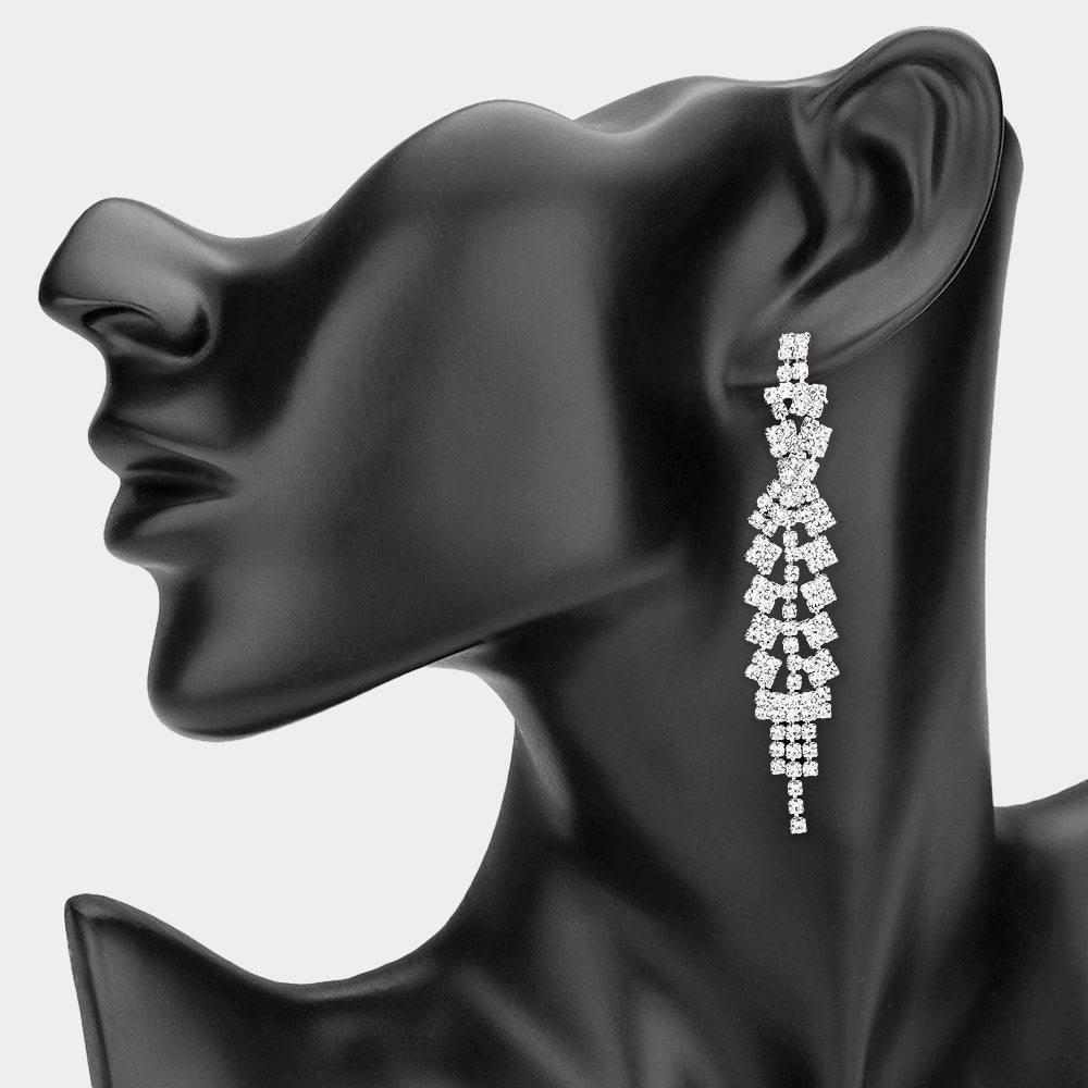 Zuri Silver Rhinestone Competition Earrings (Petite)