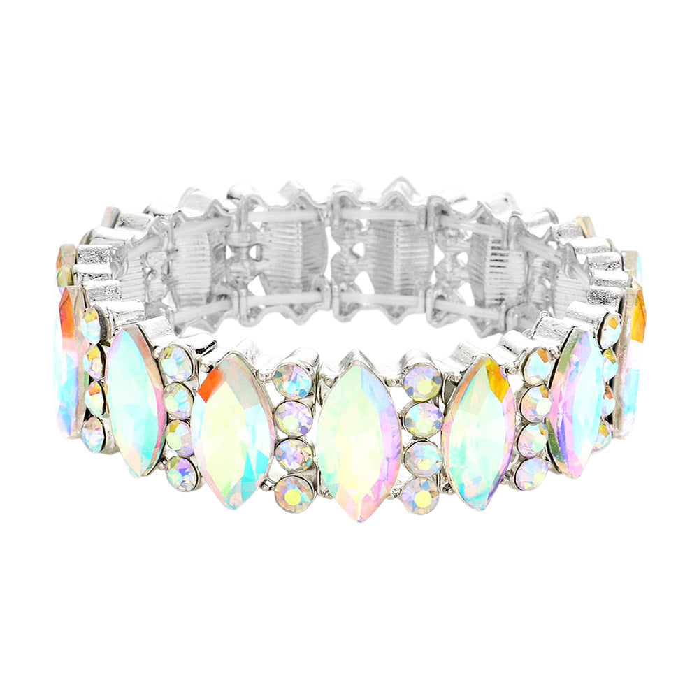 Elodie AB Silver Stretch Rhinestone Competition Bracelet