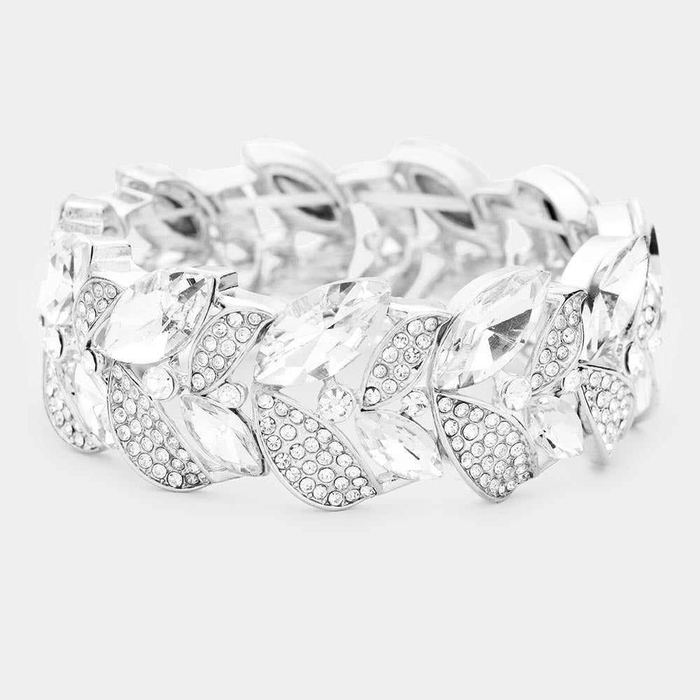 Jada Silver Stretch Rhinestone Competition Bracelet