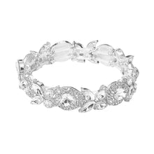 Load image into Gallery viewer, Analeia Silver Stretch Rhinestone Competition Bracelet
