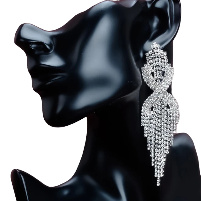 Selene Silver Rhinestone Competition Earrings - Restocked!