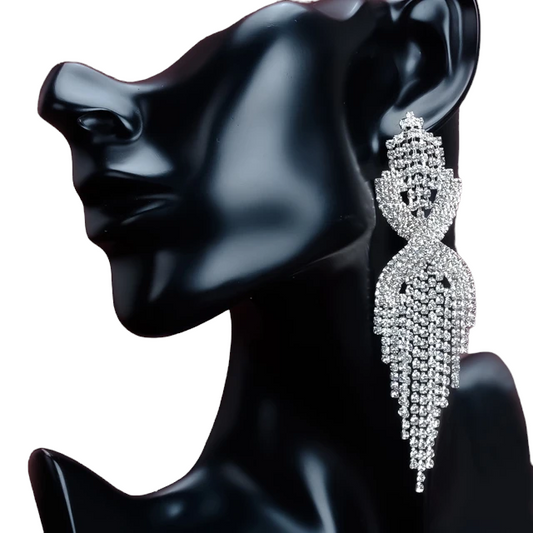 Selene Silver Rhinestone Competition Earrings - Restocked!
