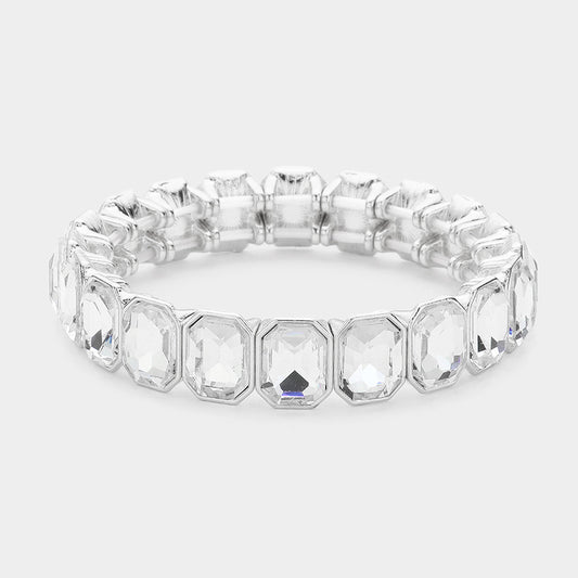 Jaelah Silver Stretch Rhinestone Competition Bracelet