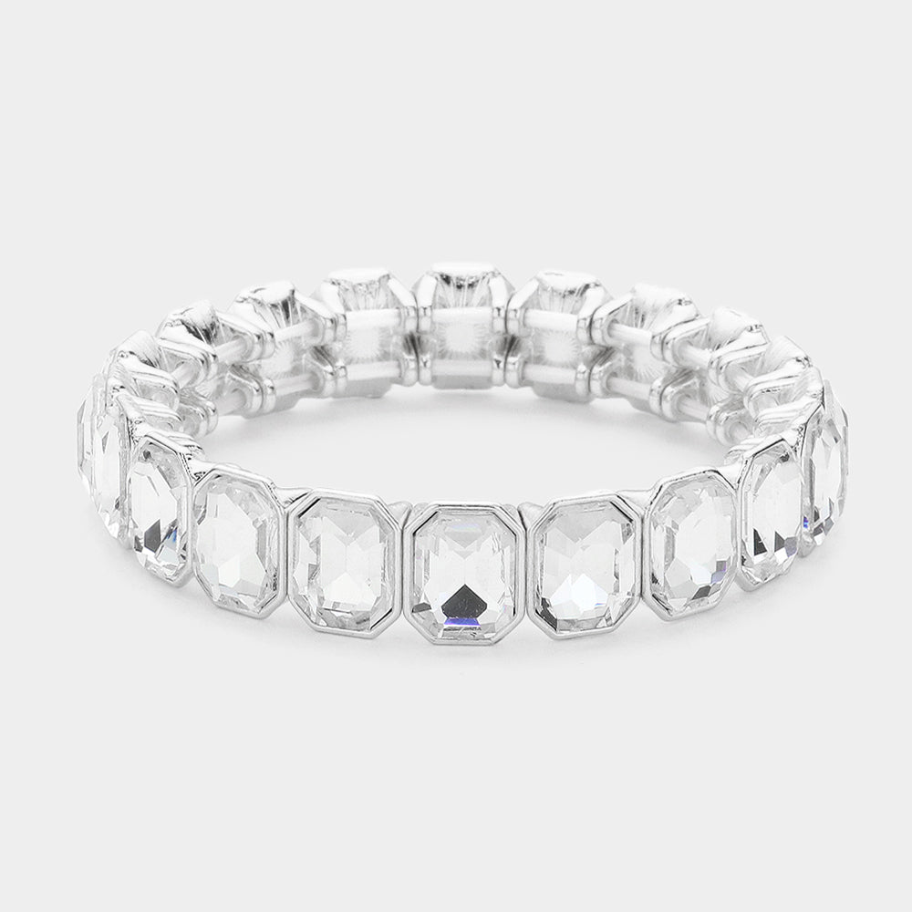 Jaelah Silver Stretch Rhinestone Competition Bracelet