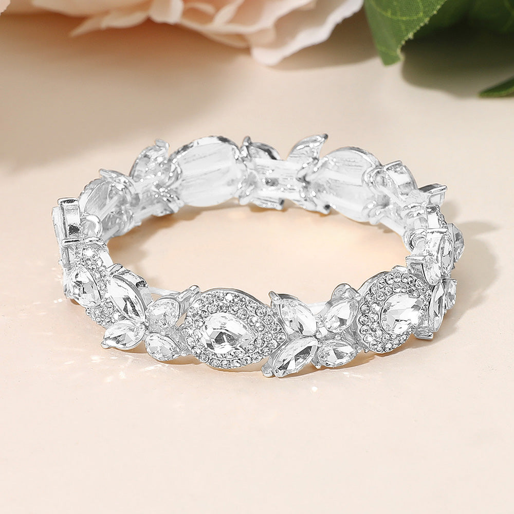 Analeia Silver Stretch Rhinestone Competition Bracelet