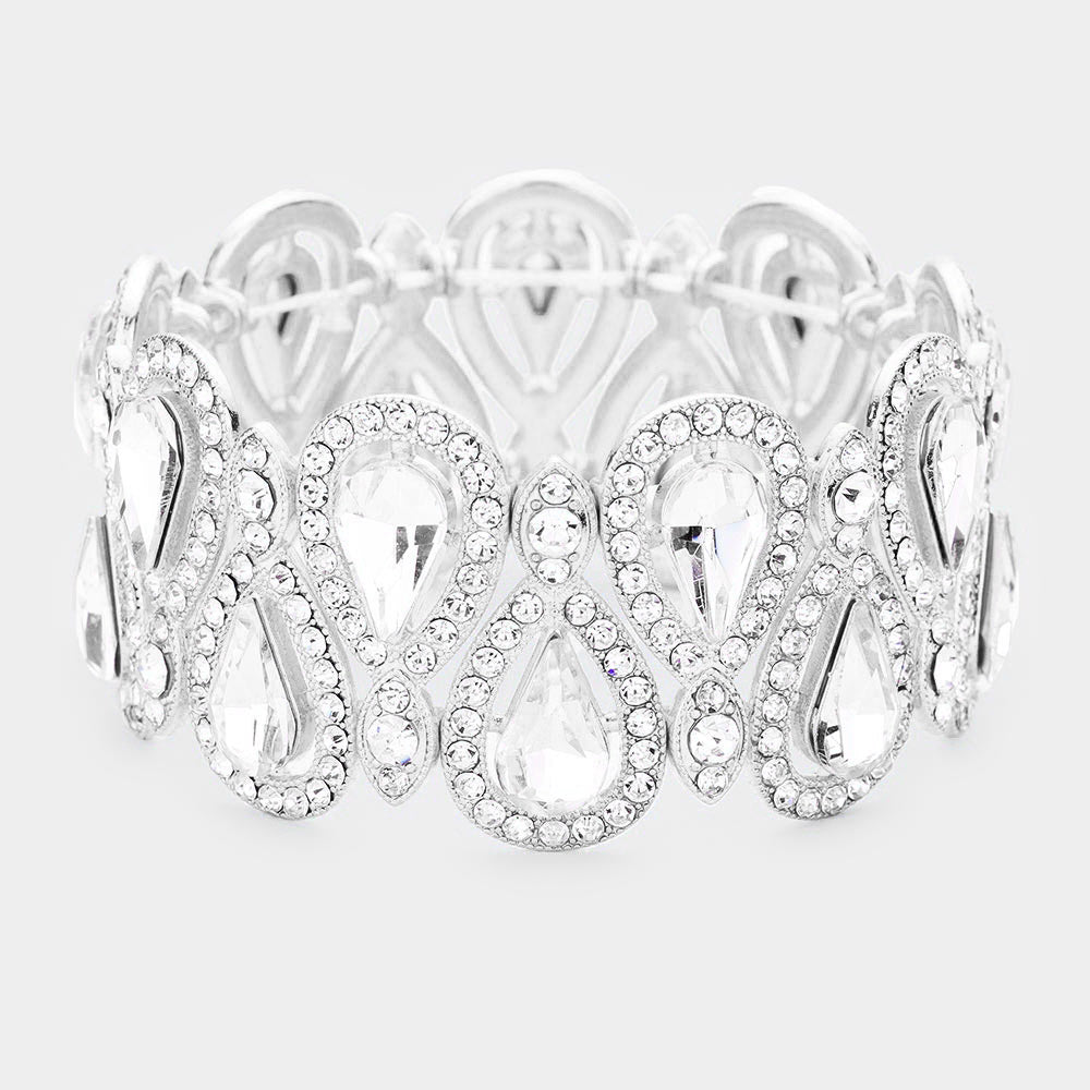 Janie Silver Stretch Rhinestone Competition Bracelet - Restocked!