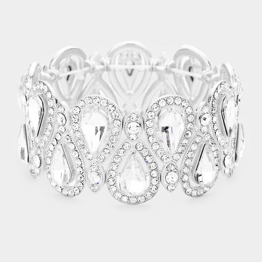Janie Silver Stretch Rhinestone Competition Bracelet - Restocked!