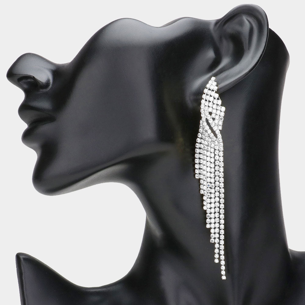 Rachael Silver Rhinestone Competition Earrings -