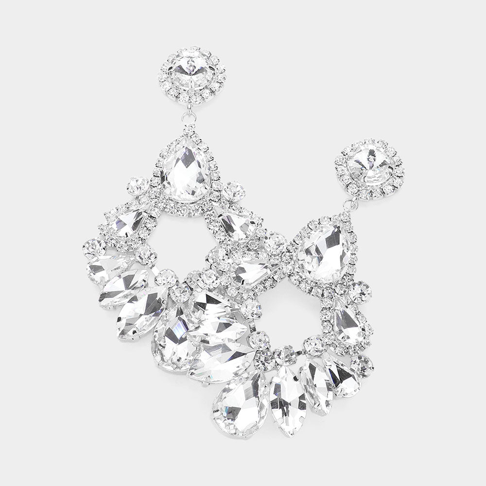 Luna Silver Rhinestone Competition Earrings - Restocked!