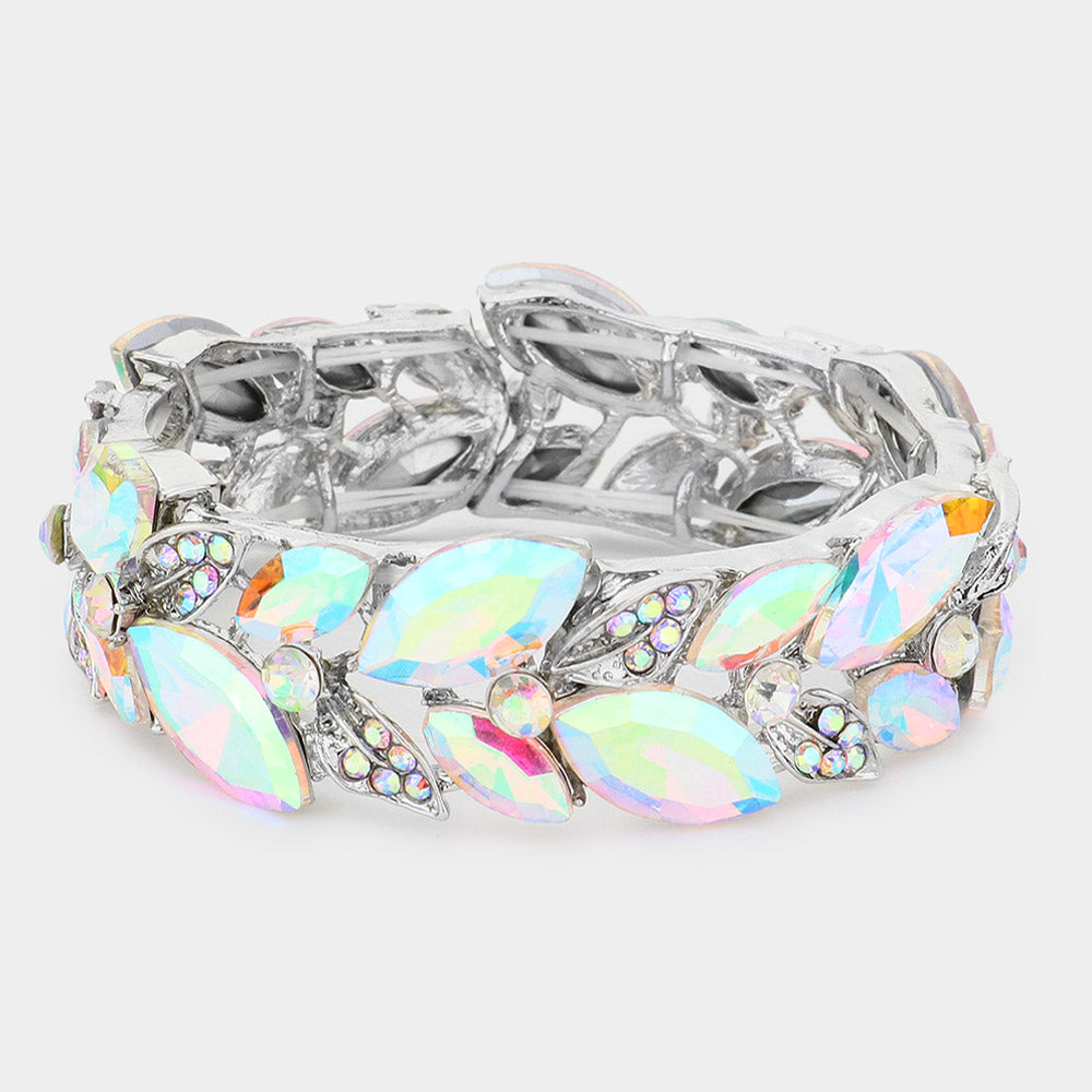 Kailani AB Silver Stretch Rhinestone Competition Bracelet