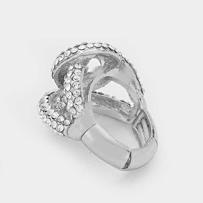 Astrid Silver Stretch Rhinestone Competition Ring