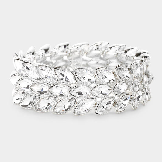 Vanessa Silver Stretch Rhinestone Competition Bracelet