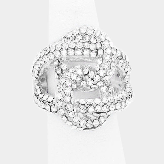 Astrid Silver Stretch Rhinestone Competition Ring