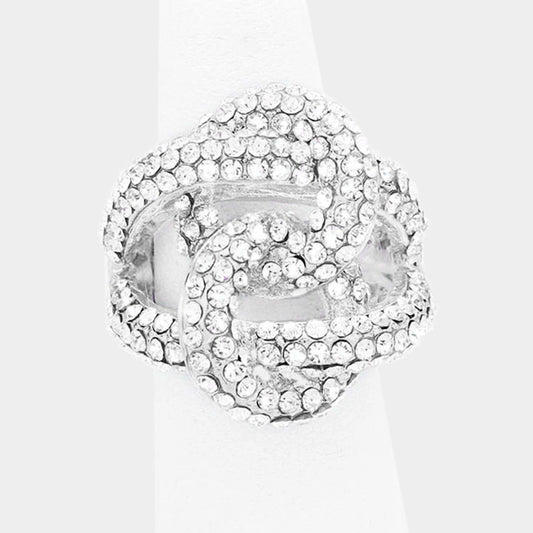 Astrid Silver Stretch Rhinestone Competition Ring