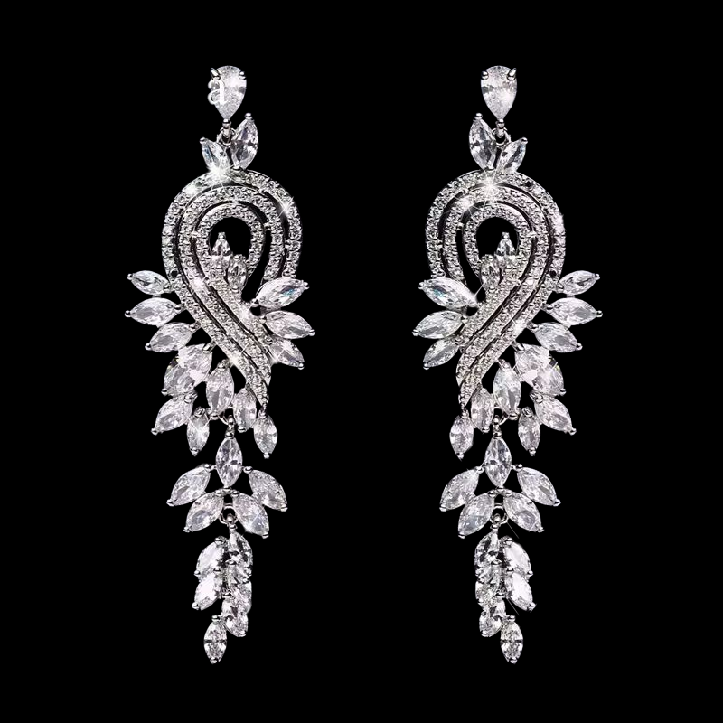 Lillie Silver Rhinestone Competition Earrings (Petite)