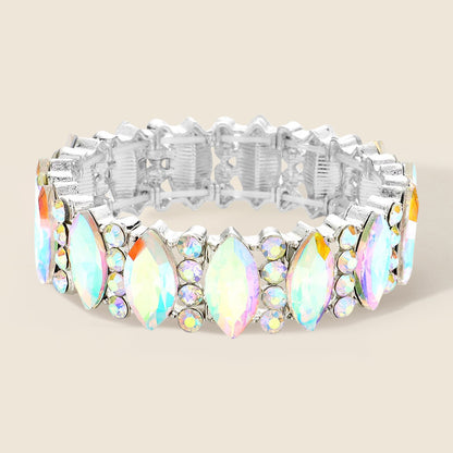 Elodie AB Silver Stretch Rhinestone Competition Bracelet