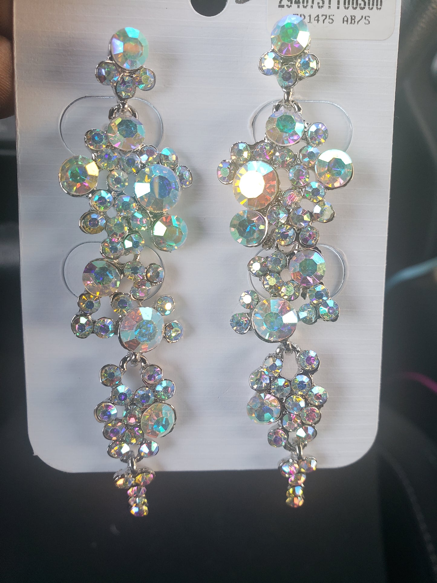 Krystal AB Silver Rhinestone Competition Earrings - Restocked!