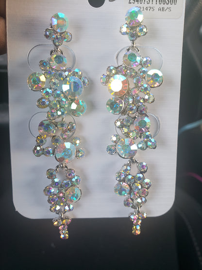 Krystal AB Silver Rhinestone Competition Earrings - Restocked!