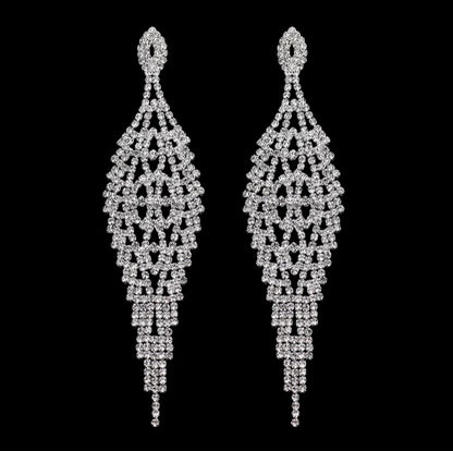 Amara Silver Rhinestone Competition Earrings
