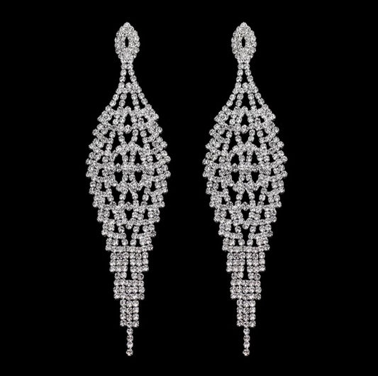 Amara Silver Rhinestone Competition Earrings