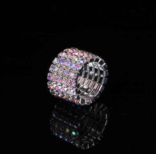 Jolie 5 Row AB Stretch Rhinestone Competition Ring