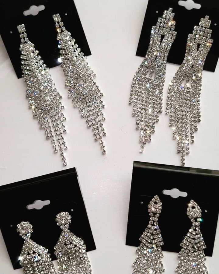 Aaliyah Silver Rhinestone Competition Earrings - Restocked!