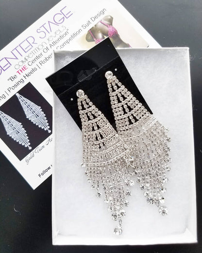 Amina Silver Rhinestone Competition Earrings