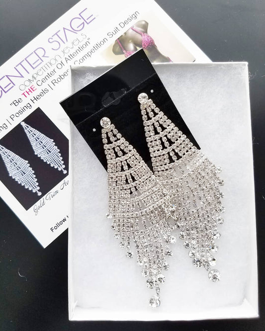 Amina Silver Rhinestone Competition Earrings