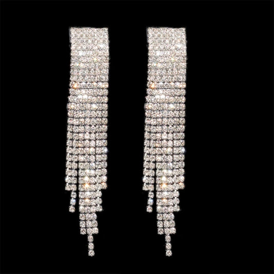 Lyric Silver Rhinestone Competition Earrings