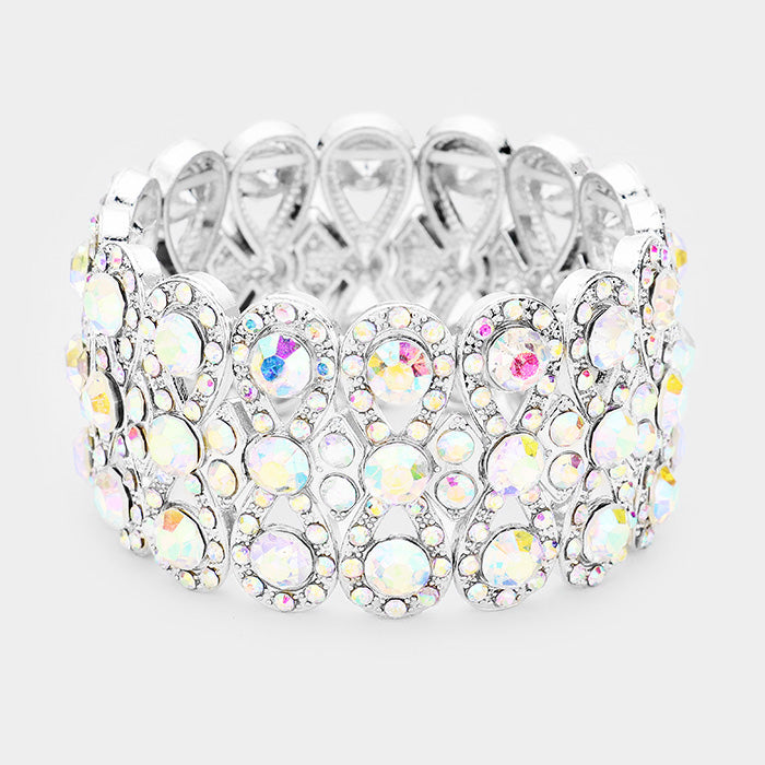 Presley AB Silver Stretch Rhinestone Competition Bracelet