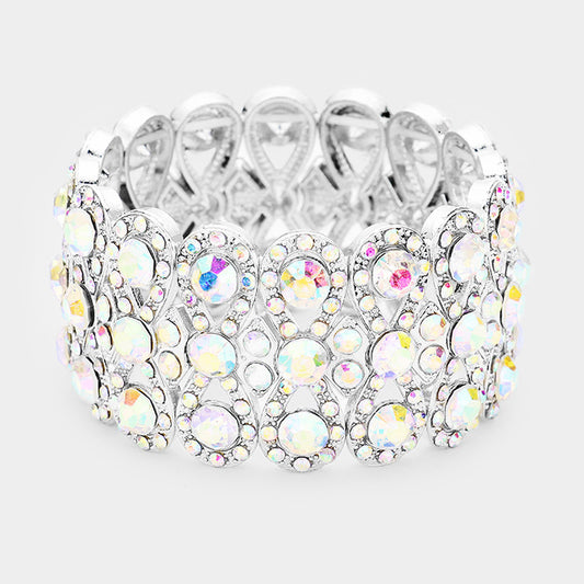 Presley AB Silver Stretch Rhinestone Competition Bracelet