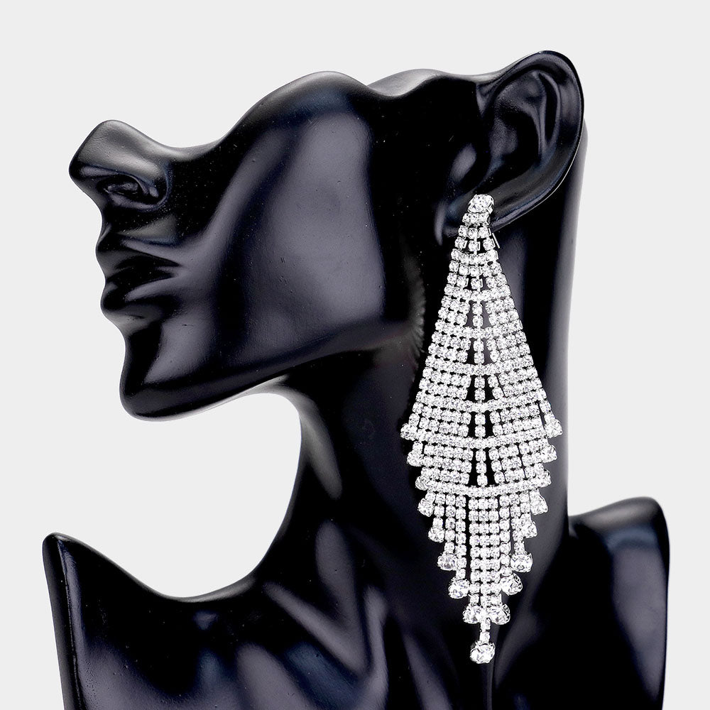 Amina Silver Rhinestone Competition Earrings