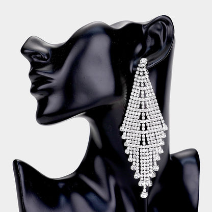 Amina Silver Rhinestone Competition Earrings