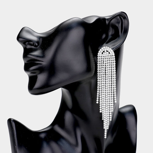 Vida Silver Rhinestone Competition Earrings