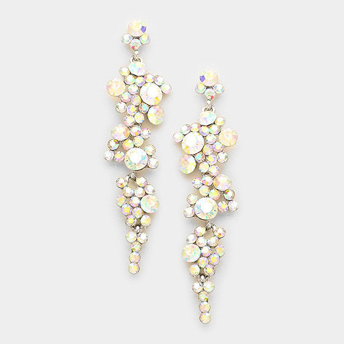 Krystal AB Silver Rhinestone Competition Earrings - Restocked!