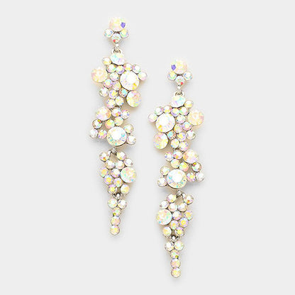 Krystal AB Silver Rhinestone Competition Earrings - Restocked!