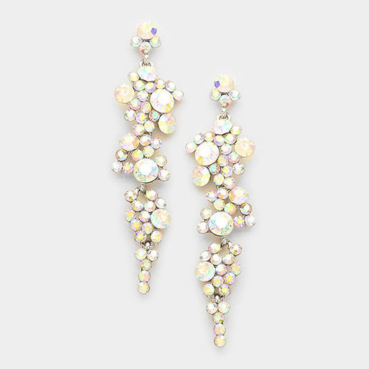Krystal AB Silver Rhinestone Competition Earrings - Restocked!