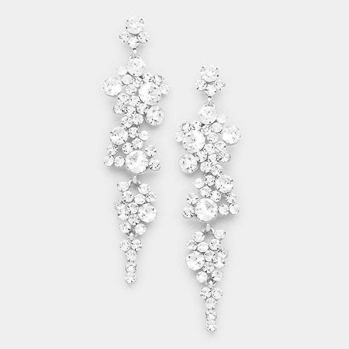 Krystal Silver Rhinestone Competition Earrings