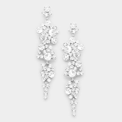 Krystal Silver Rhinestone Competition Earrings