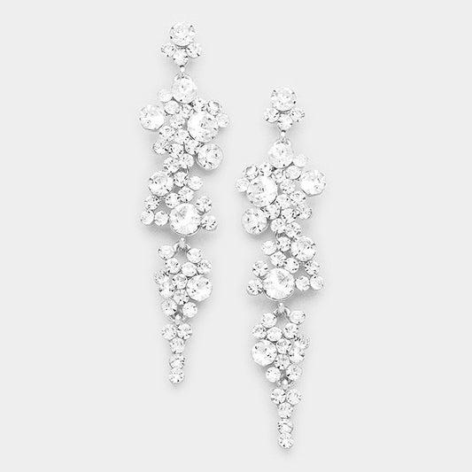 Krystal Silver Rhinestone Competition Earrings