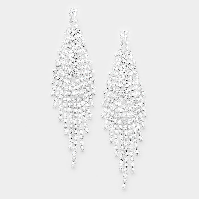 Aaliyah Silver Rhinestone Competition Earrings - Restocked!