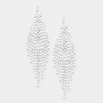 Aaliyah Silver Rhinestone Competition Earrings - Restocked!