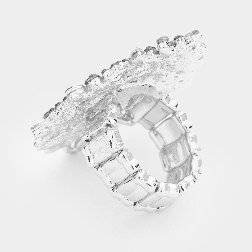 Giselle Silver Stretch Rhinestone Competition Ring - Restocked!